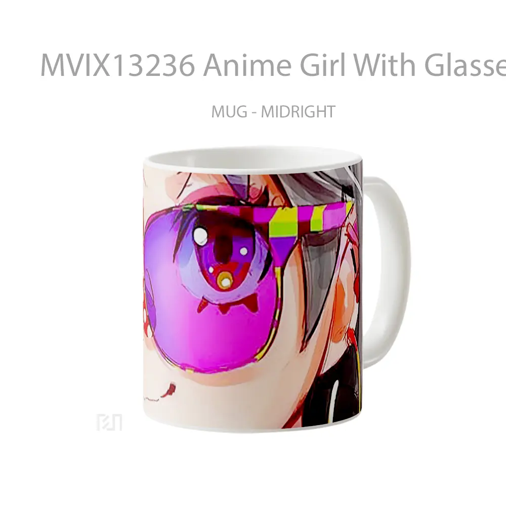 Mug Anime Girl With Glasses Cangkir Anime - All-side / Desain