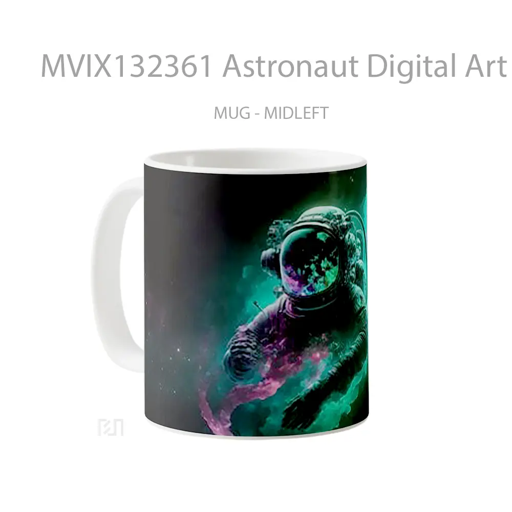 Mug Astronaut Digital Art Colors Gelas Seni Modern - All-side / Desain