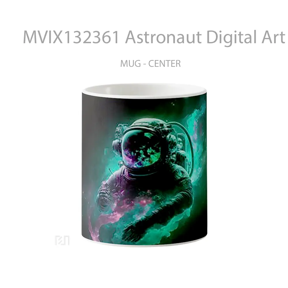 Mug Astronaut Digital Art Colors Gelas Seni Modern