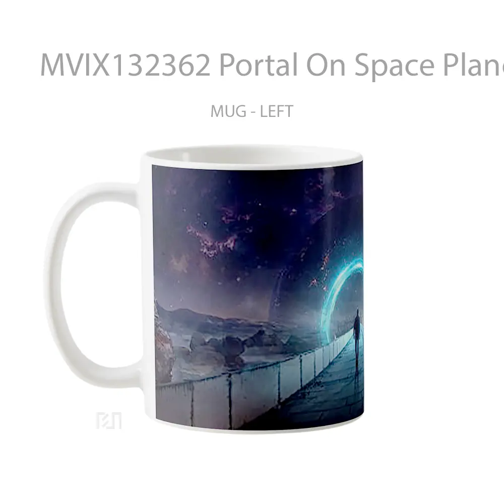 Mug Portal On Space Planet Digital Art Gelas Seni Modern - All-side / Desain