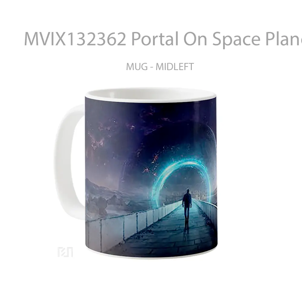Mug Portal On Space Planet Digital Art Gelas Seni Modern - All-side / Desain