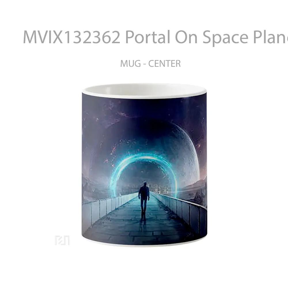 Mug Portal On Space Planet Digital Art Gelas Seni Modern