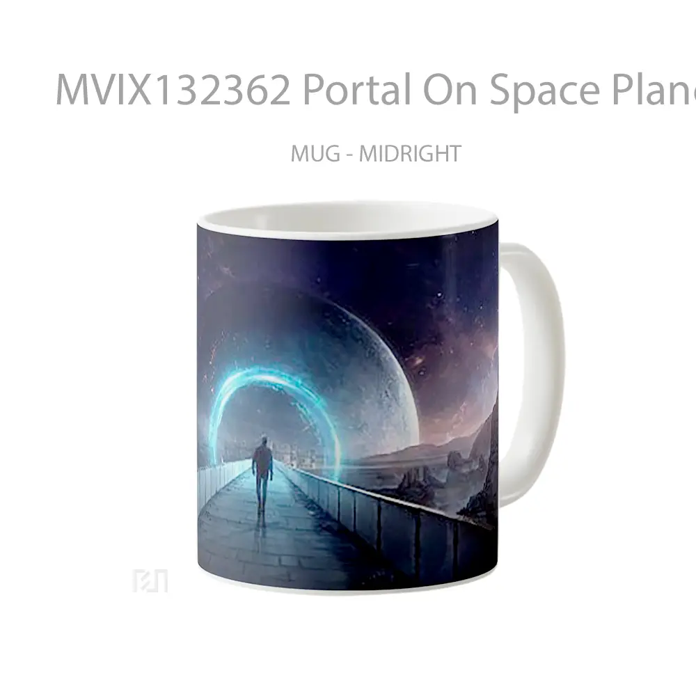 Mug Portal On Space Planet Digital Art Gelas Seni Modern - All-side / Desain