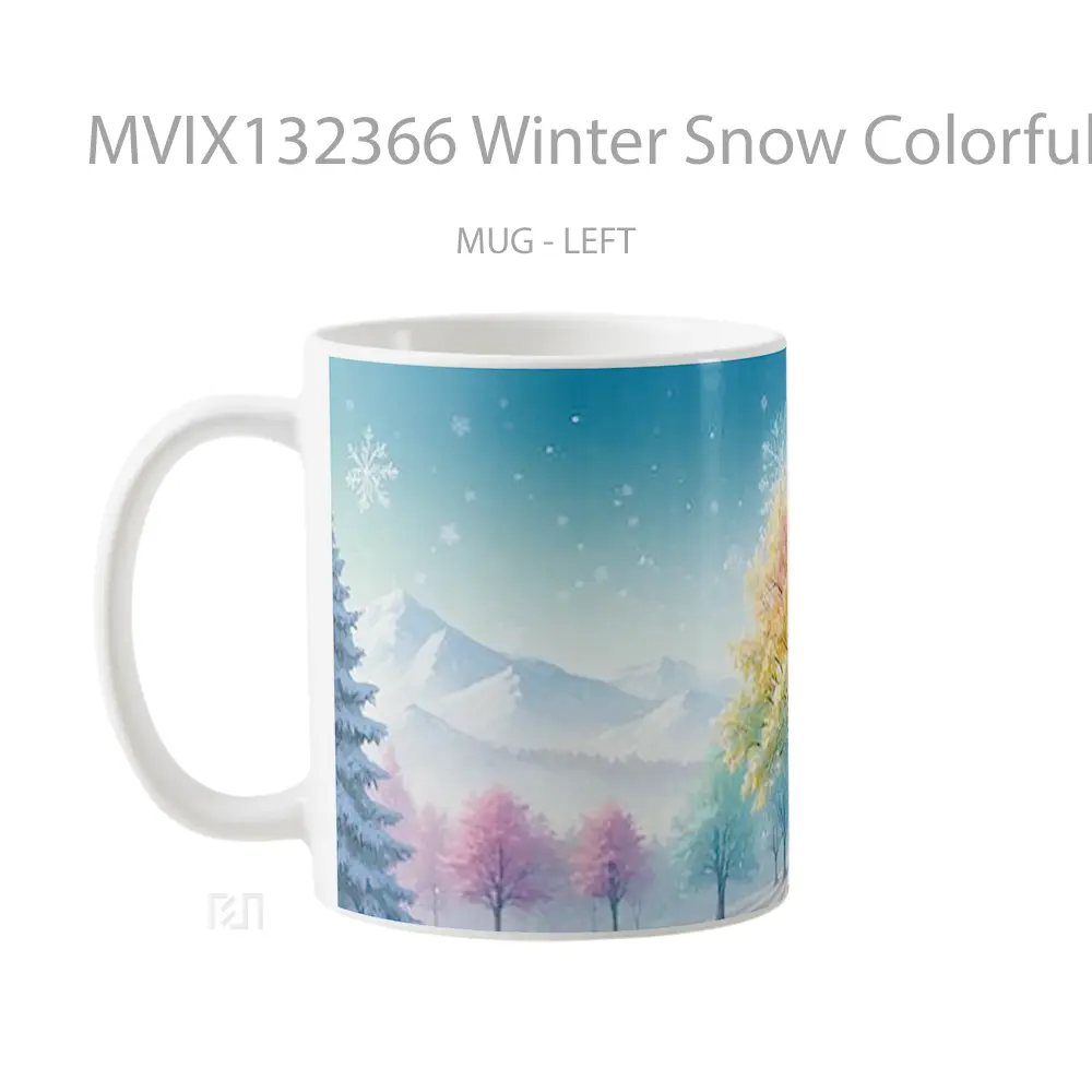 Mug Winter Snow Colorful Tree Gelas Pemandangan Alam - All-side / Desain
