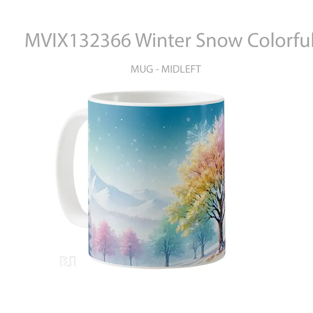 Mug Winter Snow Colorful Tree Gelas Pemandangan Alam - All-side / Desain