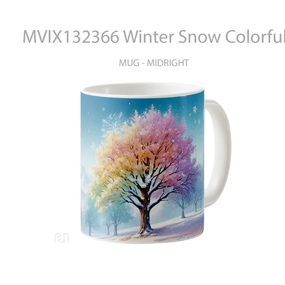 Mug Winter Snow Colorful Tree Gelas Pemandangan Alam - All-side / Desain