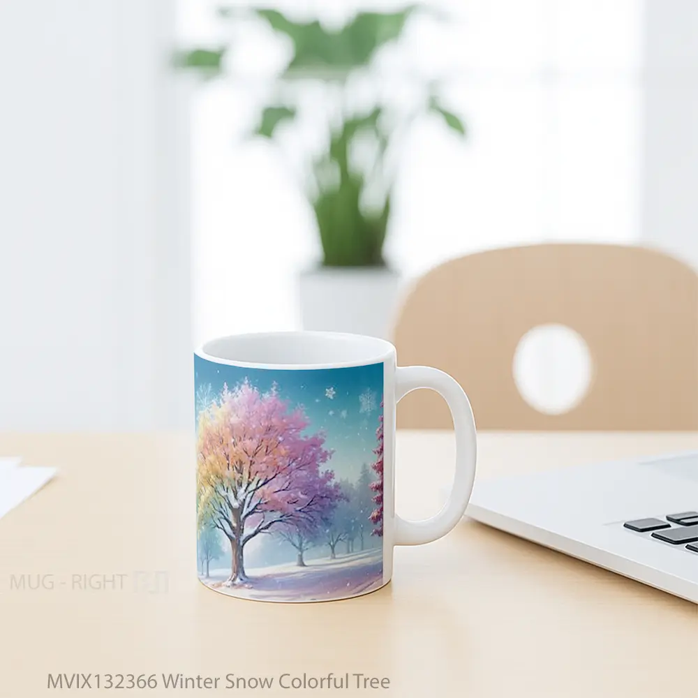 Mug Winter Snow Colorful Tree Gelas Pemandangan Alam - All-side / Desain