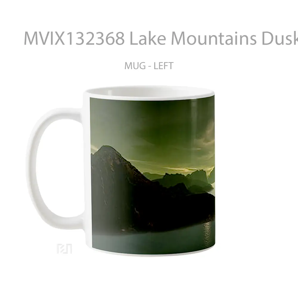 Mug Lake Mountains Dusk 3D Art Gelas Pemandangan Alam - All-side / Desain