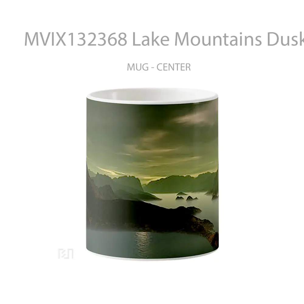 Mug Lake Mountains Dusk 3D Art Gelas Pemandangan Alam