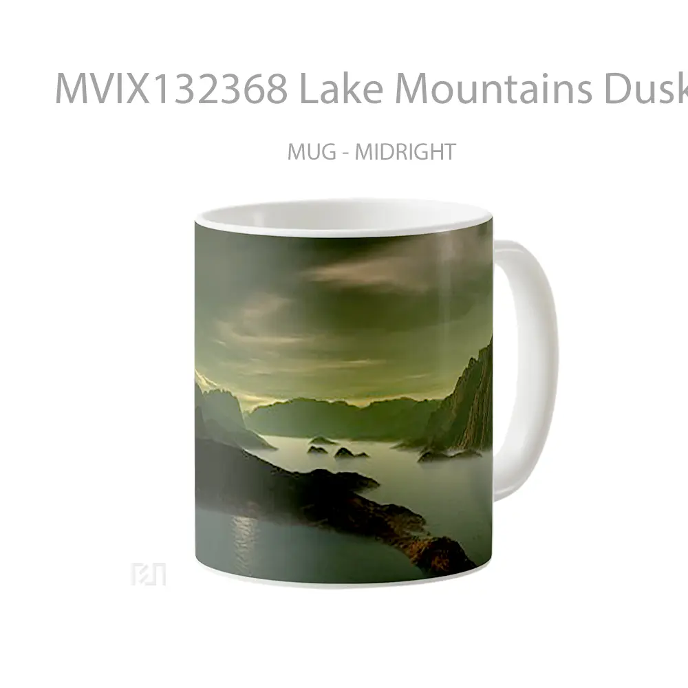 Mug Lake Mountains Dusk 3D Art Gelas Pemandangan Alam - All-side / Desain