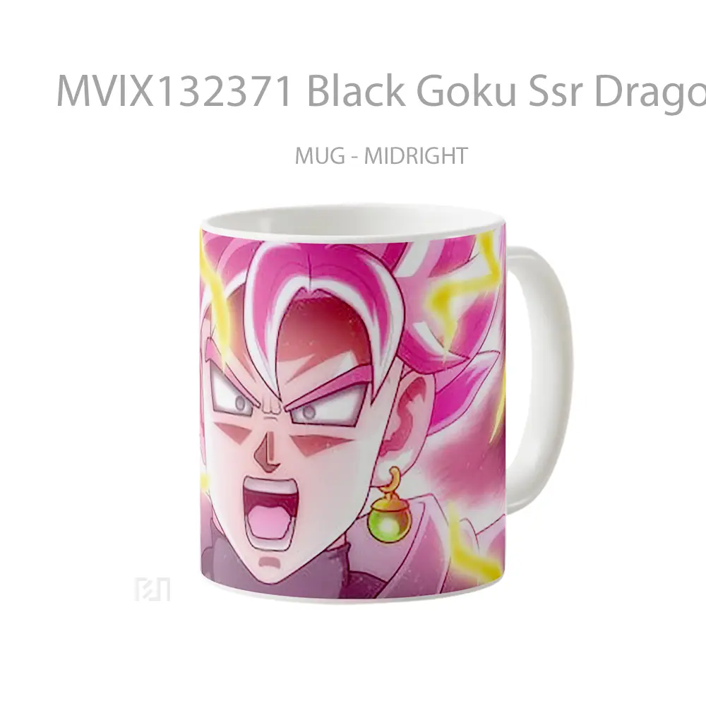 Mug Black Goku Ssr Dragon Ball Super V1 Cangkir Anime - All-side / Desain