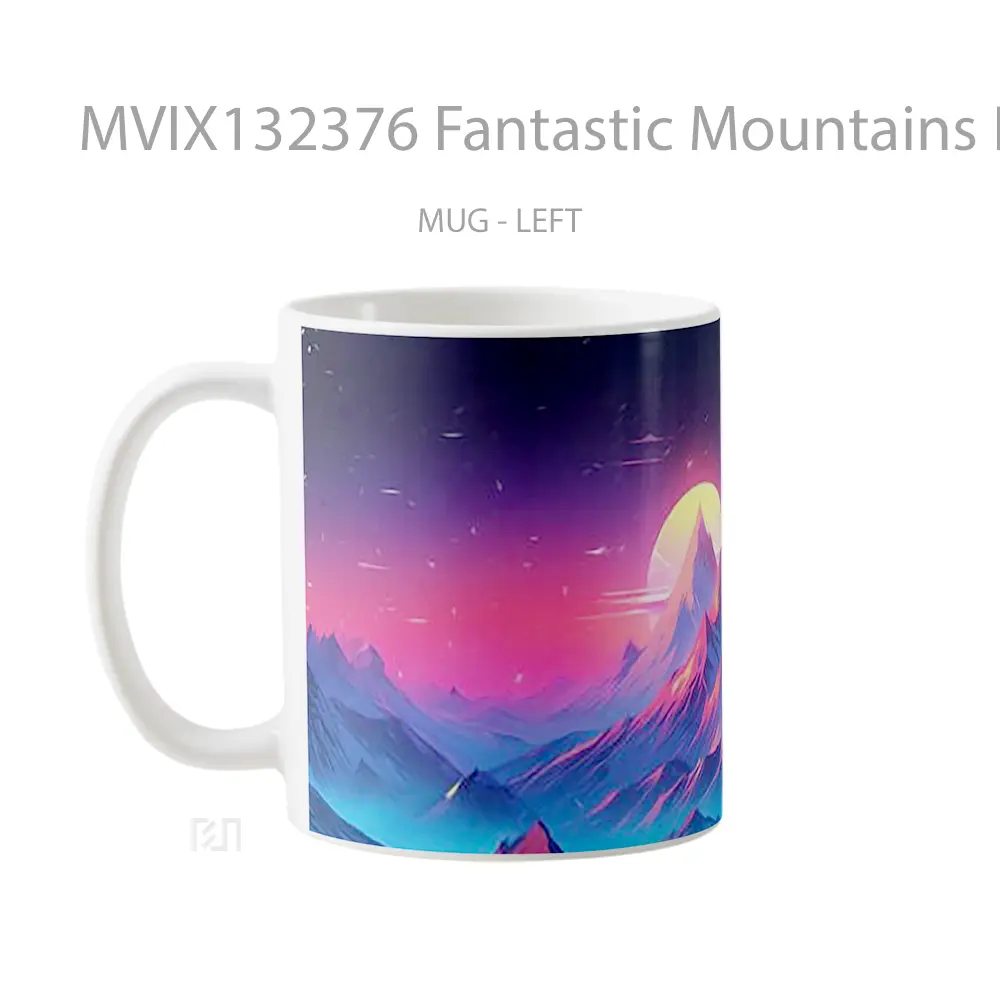 Mug Fantastic Mountains Digital Art Gelas Pemandangan Alam - All-side / Desain