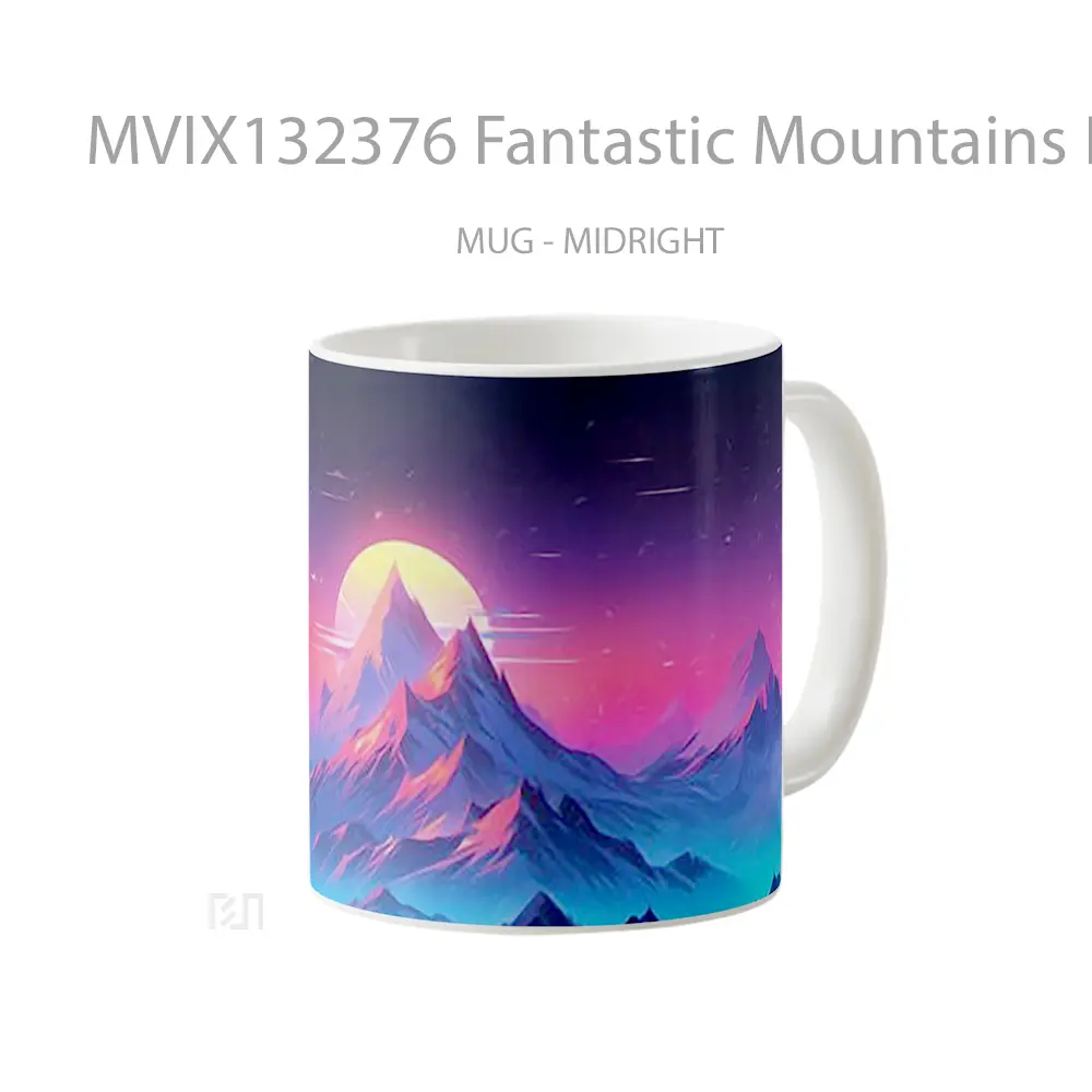 Mug Fantastic Mountains Digital Art Gelas Pemandangan Alam - All-side / Desain
