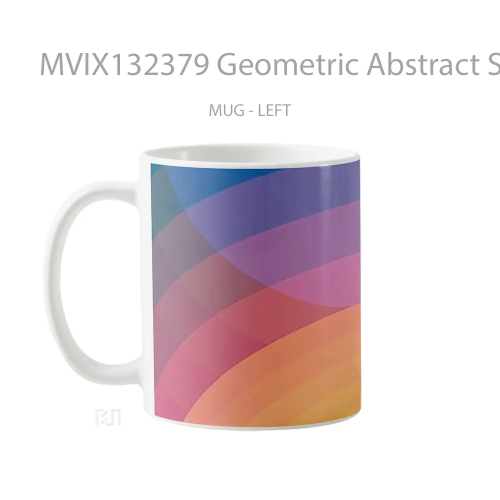 Mug Geometric Abstract Sunset Art Gelas Pemandangan Alam - All-side / Desain
