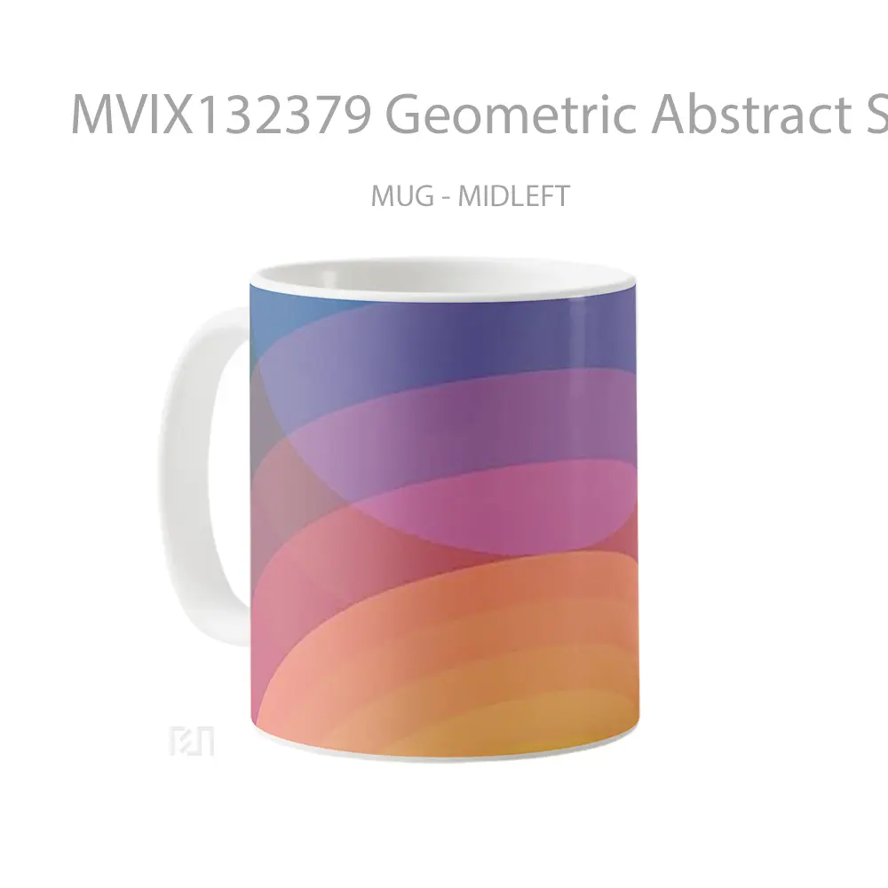 Mug Geometric Abstract Sunset Art Gelas Pemandangan Alam - All-side / Desain
