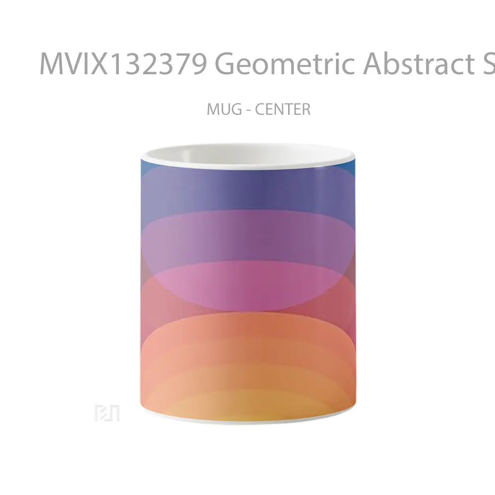 Mug Geometric Abstract Sunset Art Gelas Pemandangan Alam