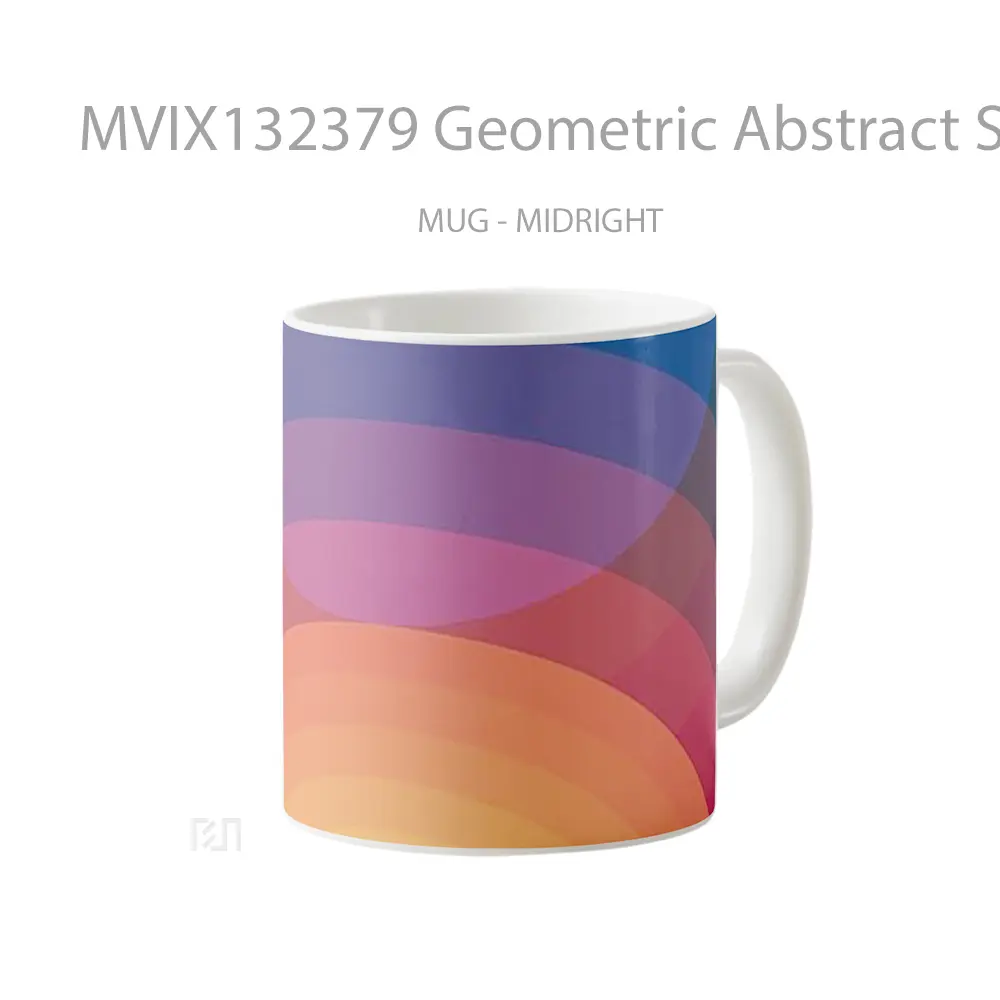 Mug Geometric Abstract Sunset Art Gelas Pemandangan Alam - All-side / Desain