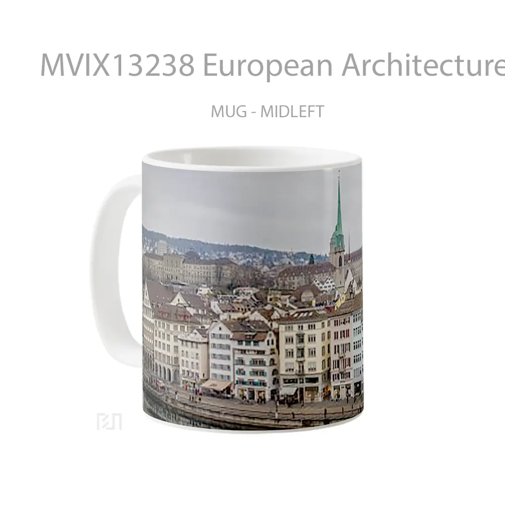 Mug European Architecture Buildings Gelas Keramik Unik - All-side / Desain
