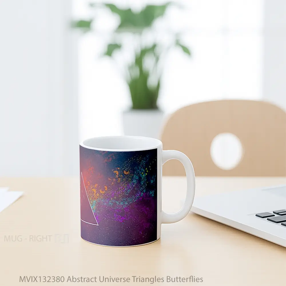 Mug Abstract Universe Triangles Butterflies Gelas Hewan Lucu - All-side / Desain