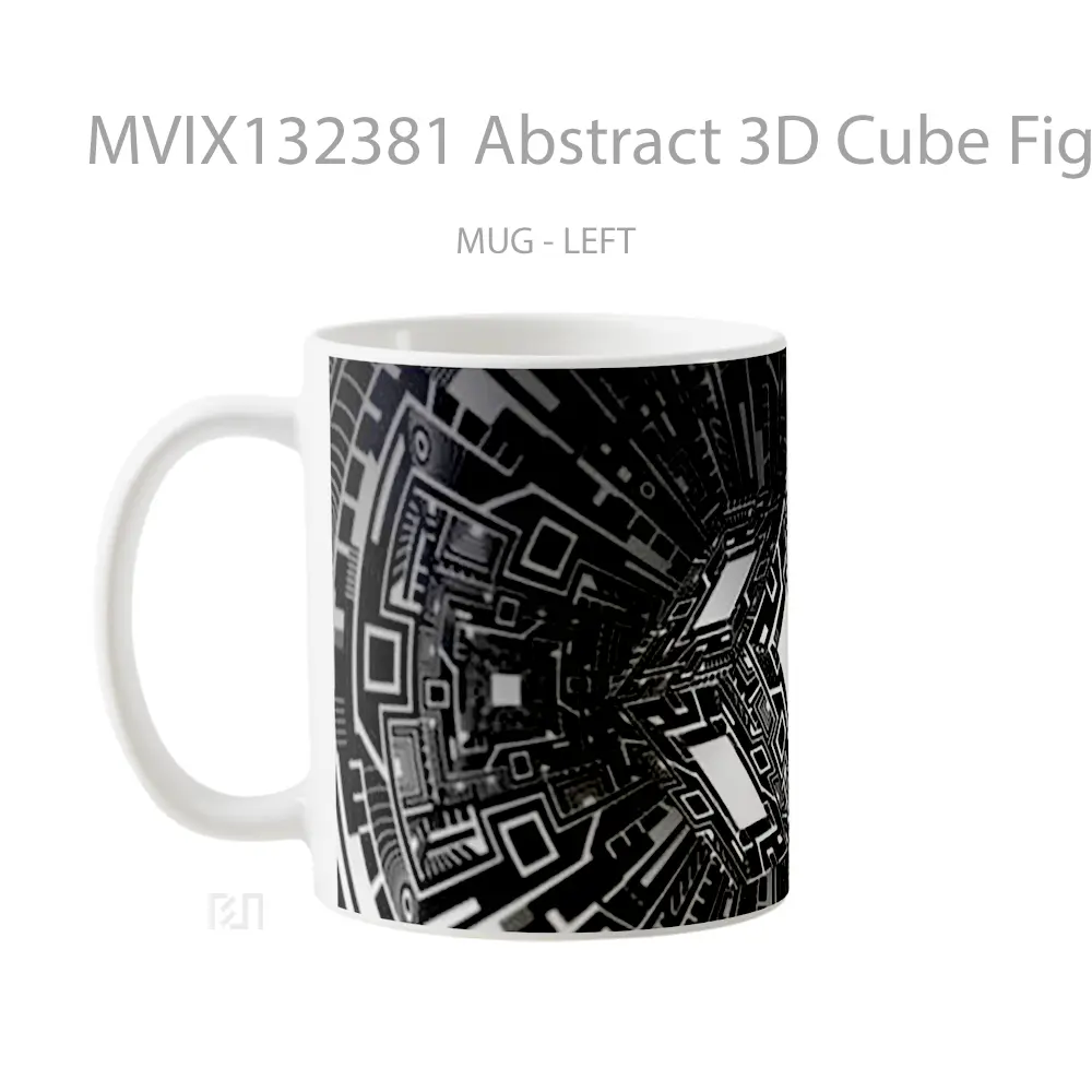 Mug Abstract 3D Cube Figures Gelas Seni Modern - All-side / Desain
