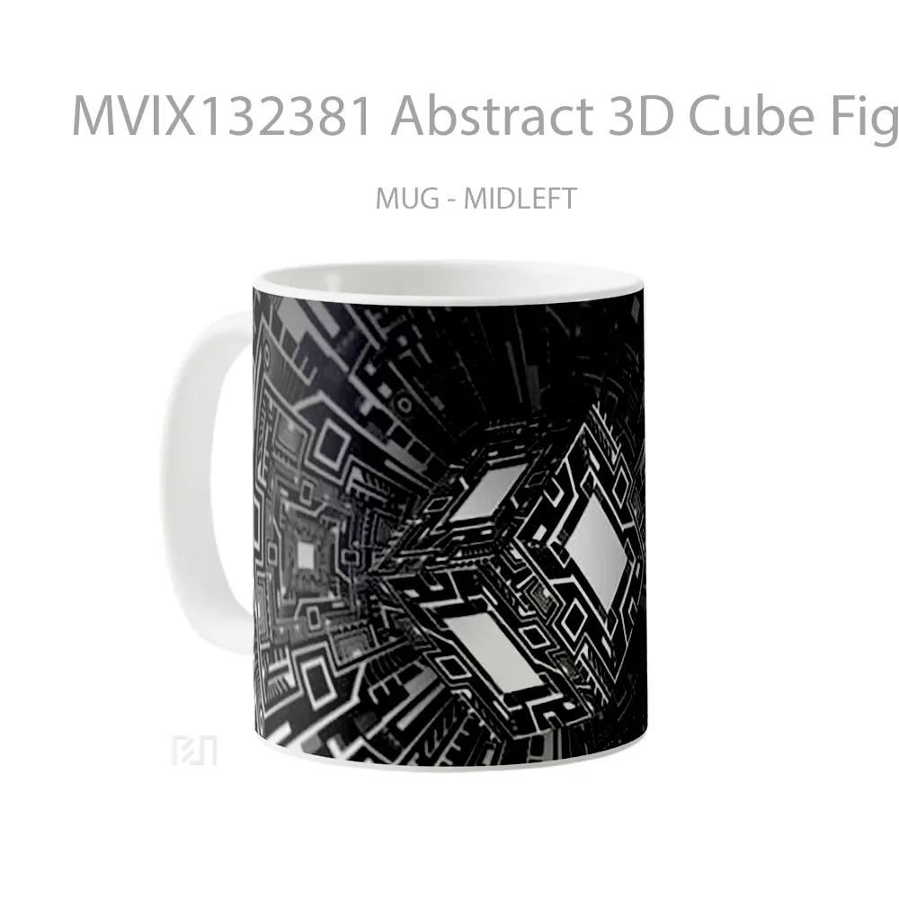 Mug Abstract 3D Cube Figures Gelas Seni Modern - All-side / Desain