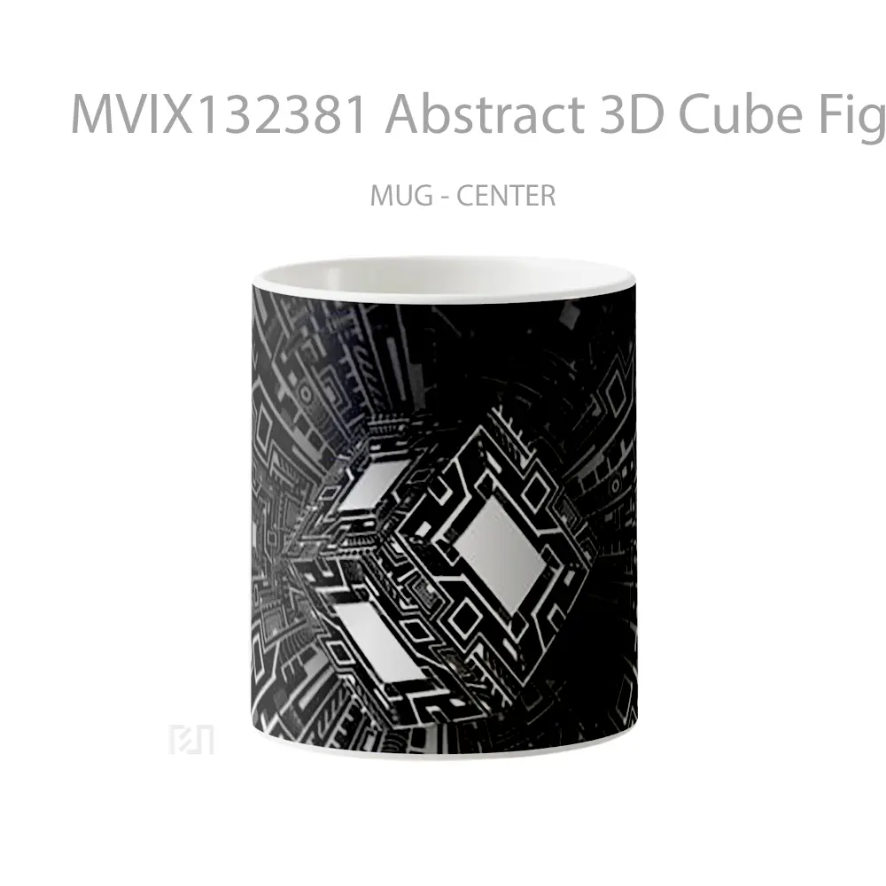 Mug Abstract 3D Cube Figures Gelas Seni Modern
