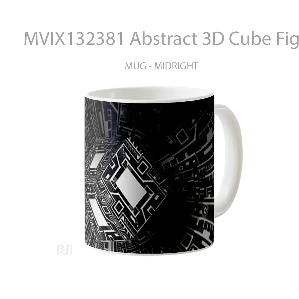 Mug Abstract 3D Cube Figures Gelas Seni Modern - All-side / Desain
