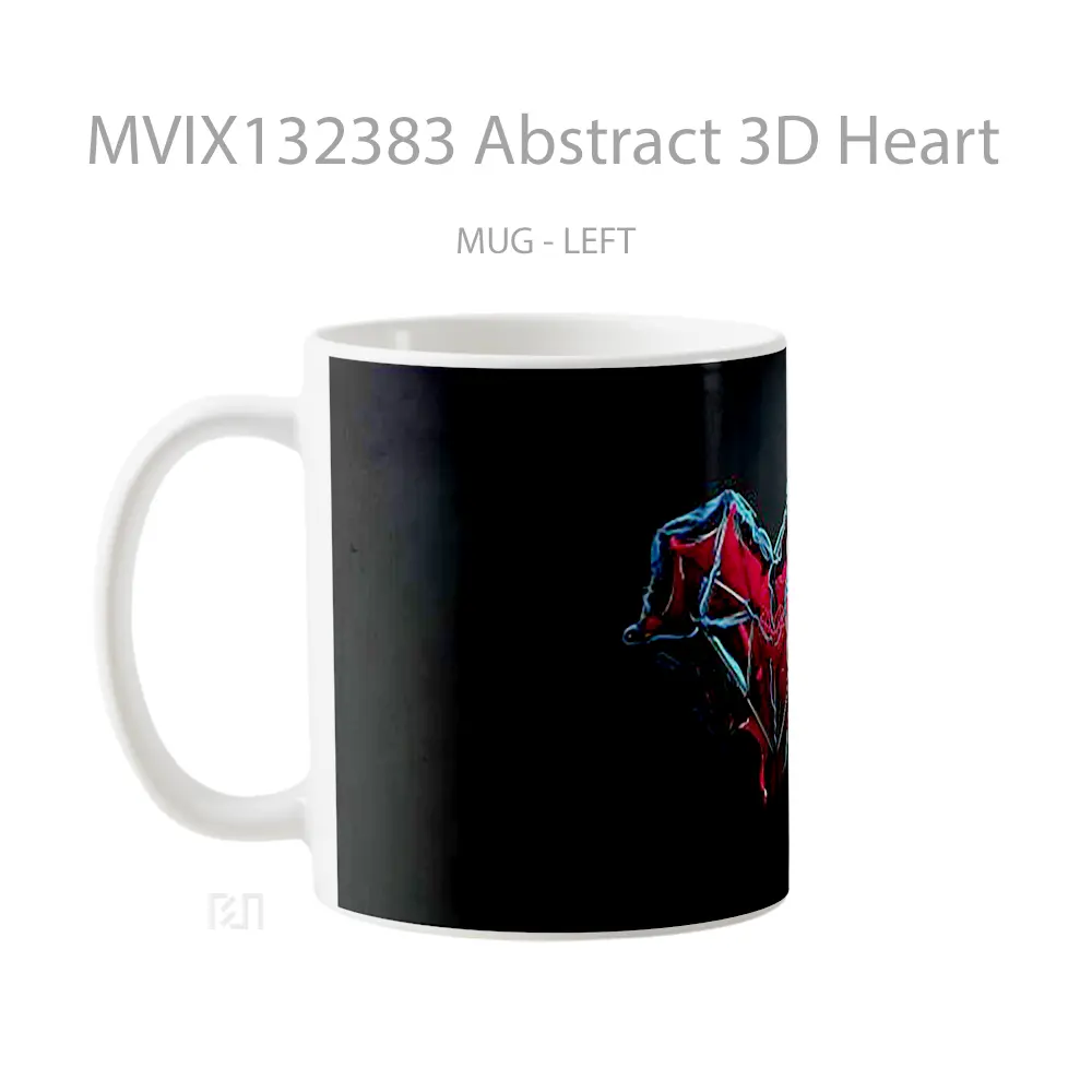 Mug Abstract 3D Heart Gelas Seni Modern - All-side / Desain
