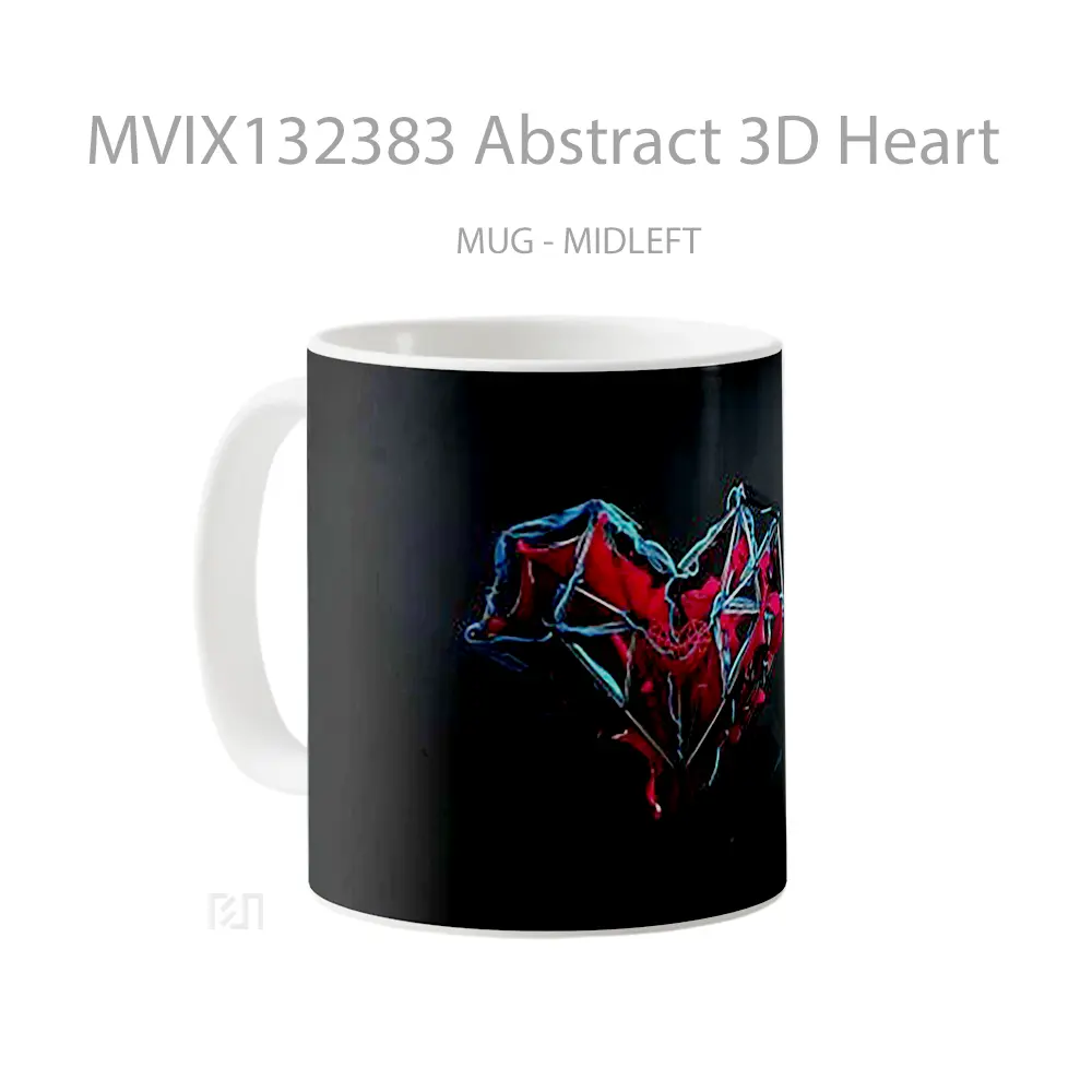 Mug Abstract 3D Heart Gelas Seni Modern - All-side / Desain