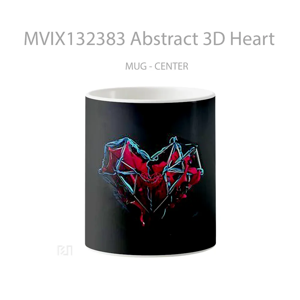 Mug Abstract 3D Heart Gelas Seni Modern