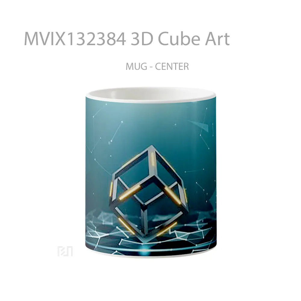 Mug 3D Cube Art Gelas Keramik Unik
