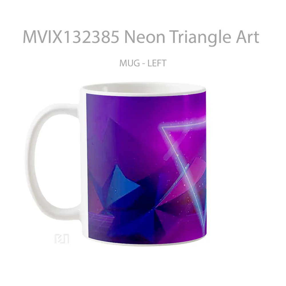 Mug Neon Triangle Art Gelas Keramik Unik - All-side / Desain