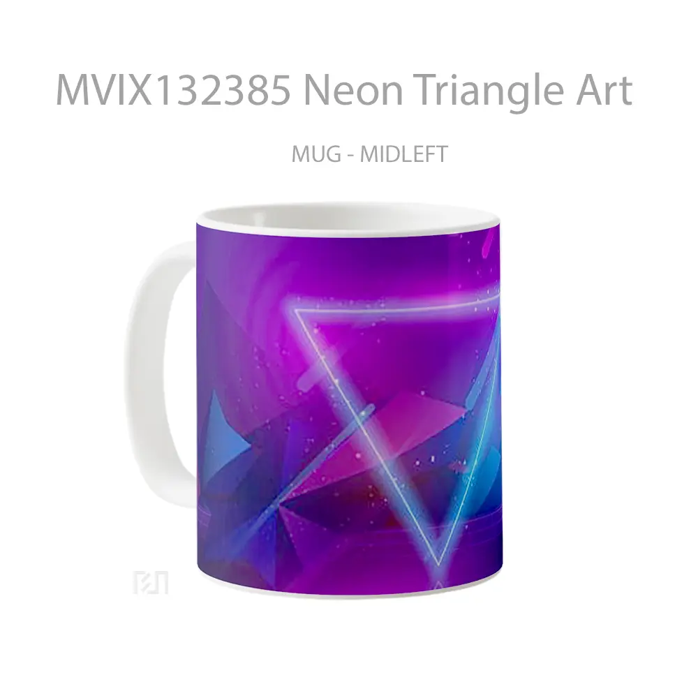 Mug Neon Triangle Art Gelas Keramik Unik - All-side / Desain