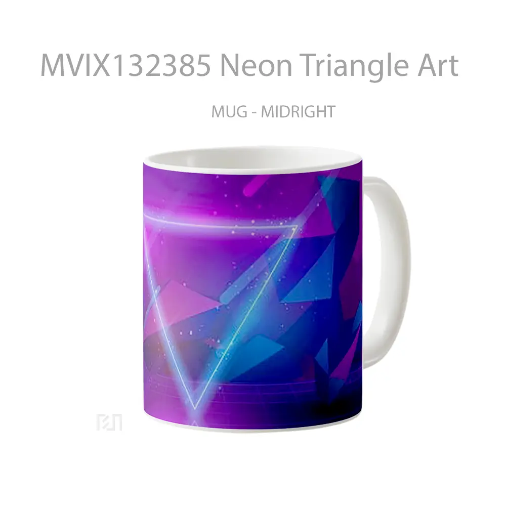 Mug Neon Triangle Art Gelas Keramik Unik - All-side / Desain