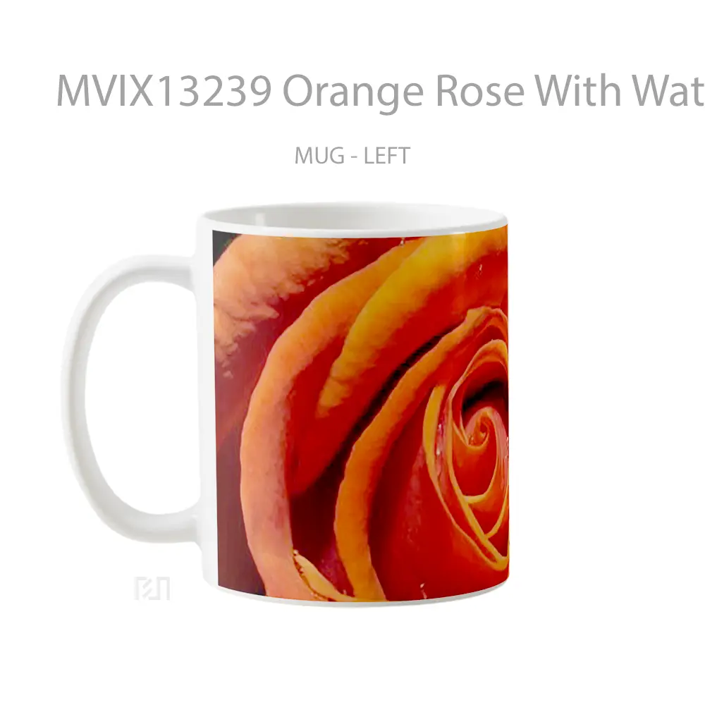 Mug Orange Rose With Water Drops Gelas Pemandangan Alam - All-side / Desain