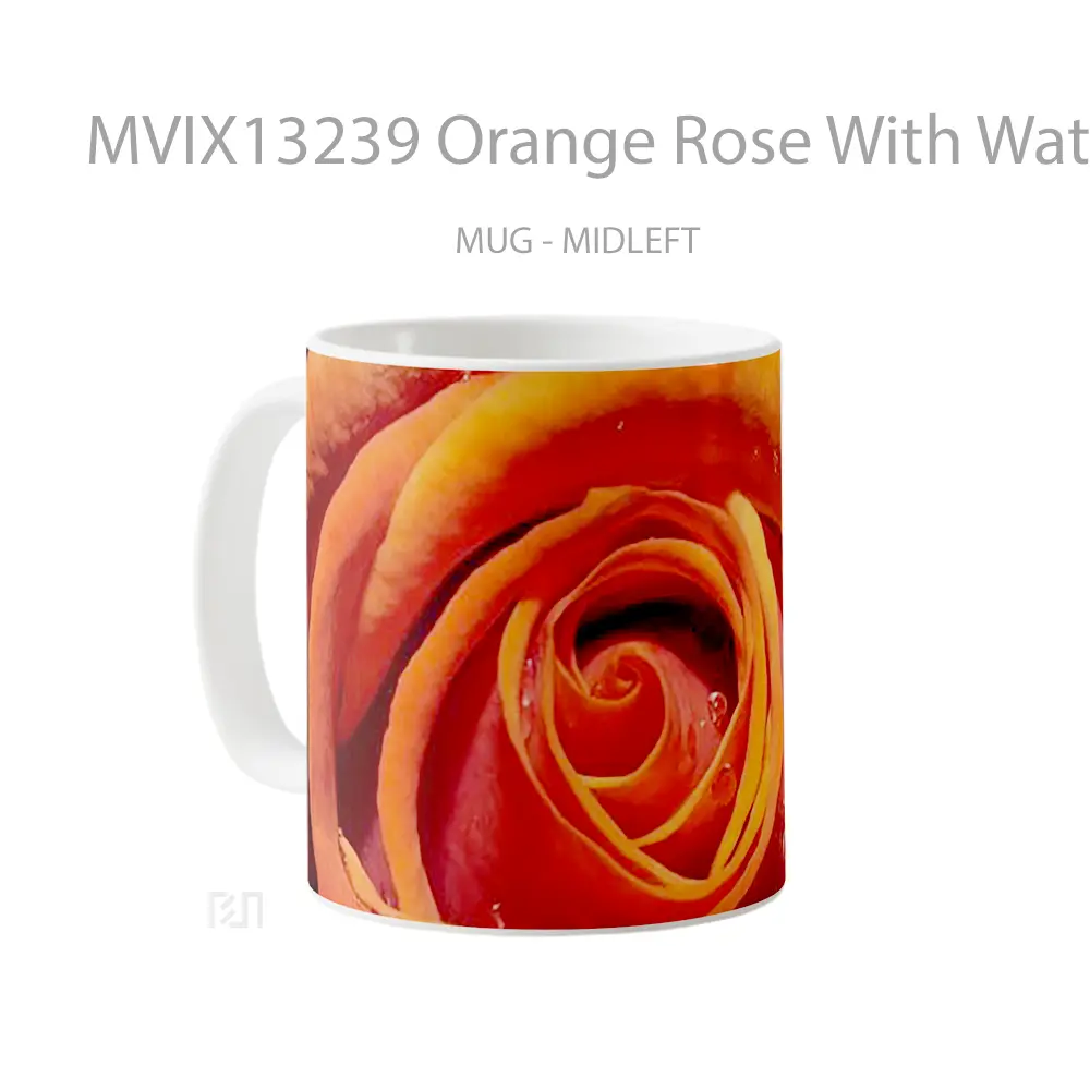 Mug Orange Rose With Water Drops Gelas Pemandangan Alam - All-side / Desain