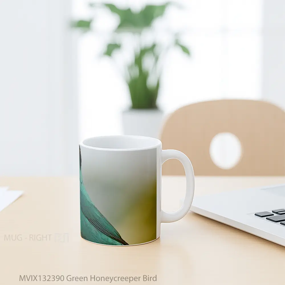Mug Green Honeycreeper Bird Gelas Hewan Lucu - All-side / Desain