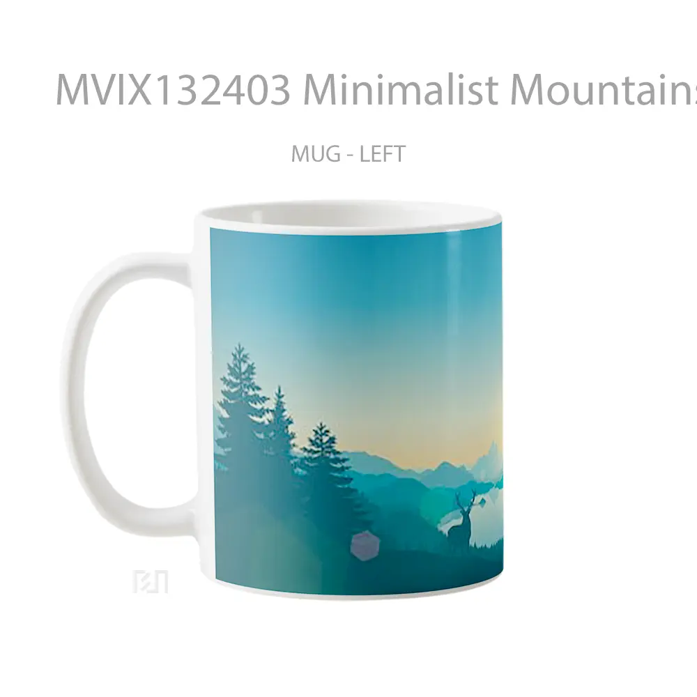 Mug Minimalist Mountains Forest Gelas Pemandangan Alam - All-side / Desain
