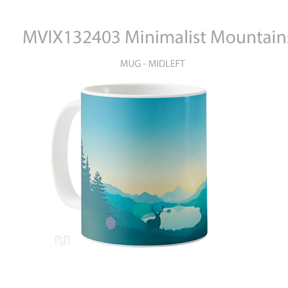 Mug Minimalist Mountains Forest Gelas Pemandangan Alam - All-side / Desain