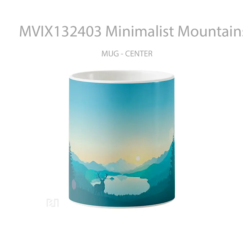 Mug Keramik Premium SNI - Mug Minimalist Mountains Forest Gelas Pemandangan Alam