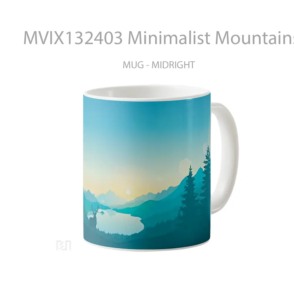 Mug Minimalist Mountains Forest Gelas Pemandangan Alam - All-side / Desain