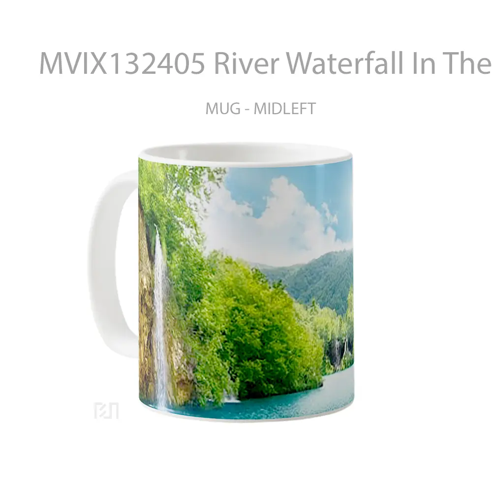Mug River Waterfall In The Jungle Gelas Pemandangan Alam - All-side / Desain