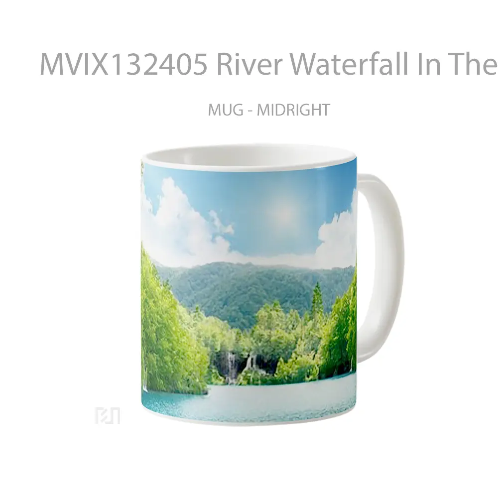 Mug River Waterfall In The Jungle Gelas Pemandangan Alam - All-side / Desain