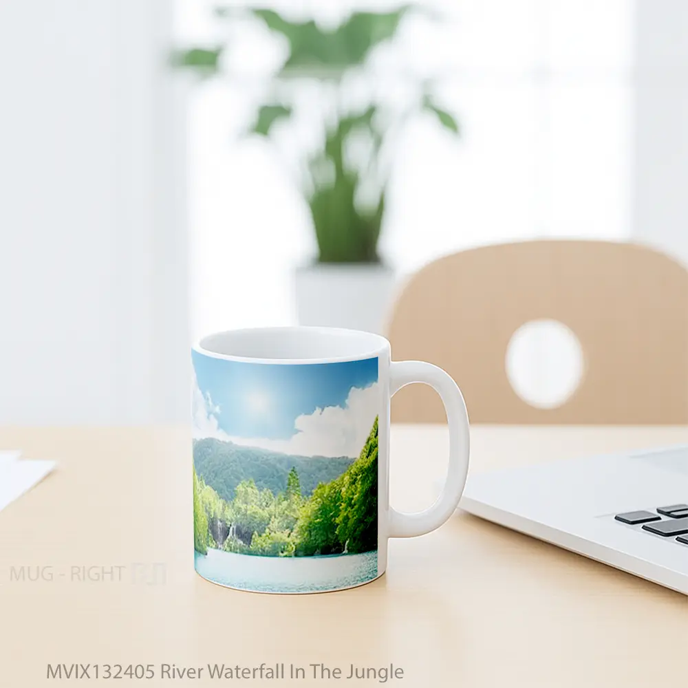 Mug River Waterfall In The Jungle Gelas Pemandangan Alam - All-side / Desain