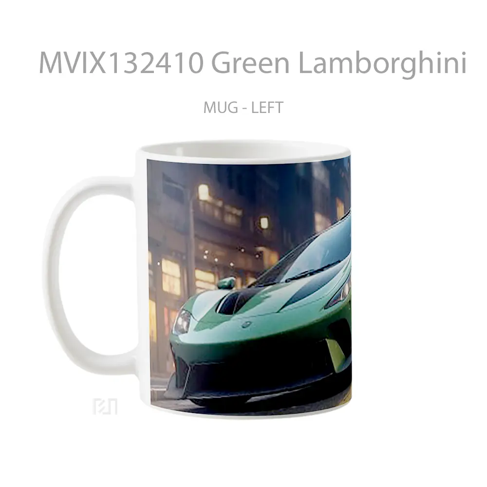 Mug Green Lamborghini Cangkir Mobil - All-side / Desain