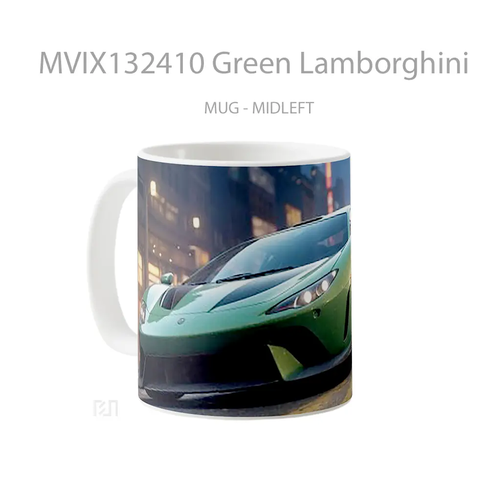 Mug Green Lamborghini Cangkir Mobil - All-side / Desain