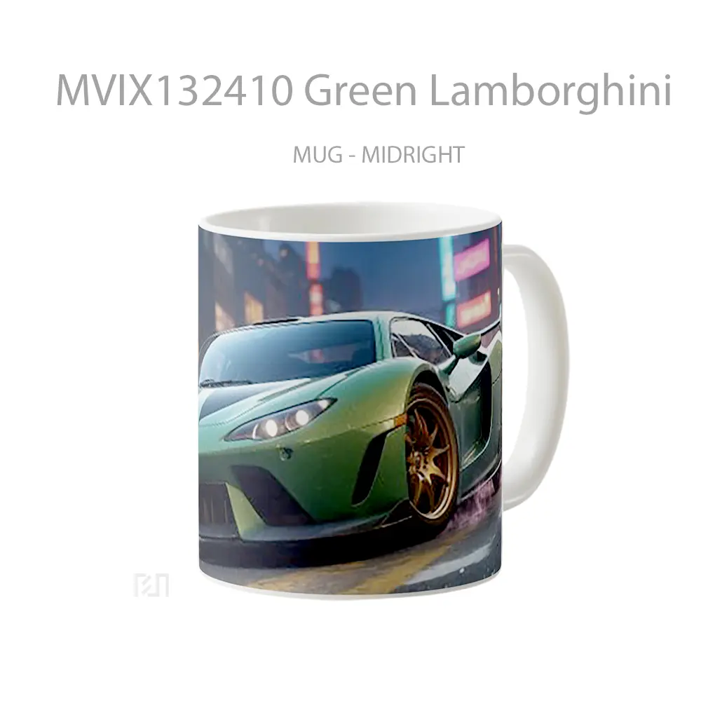 Mug Green Lamborghini Cangkir Mobil - All-side / Desain