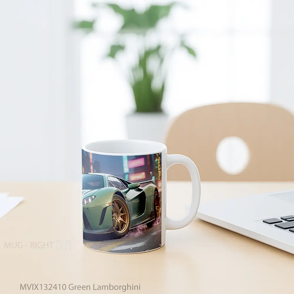 Mug Green Lamborghini Cangkir Mobil - All-side / Desain