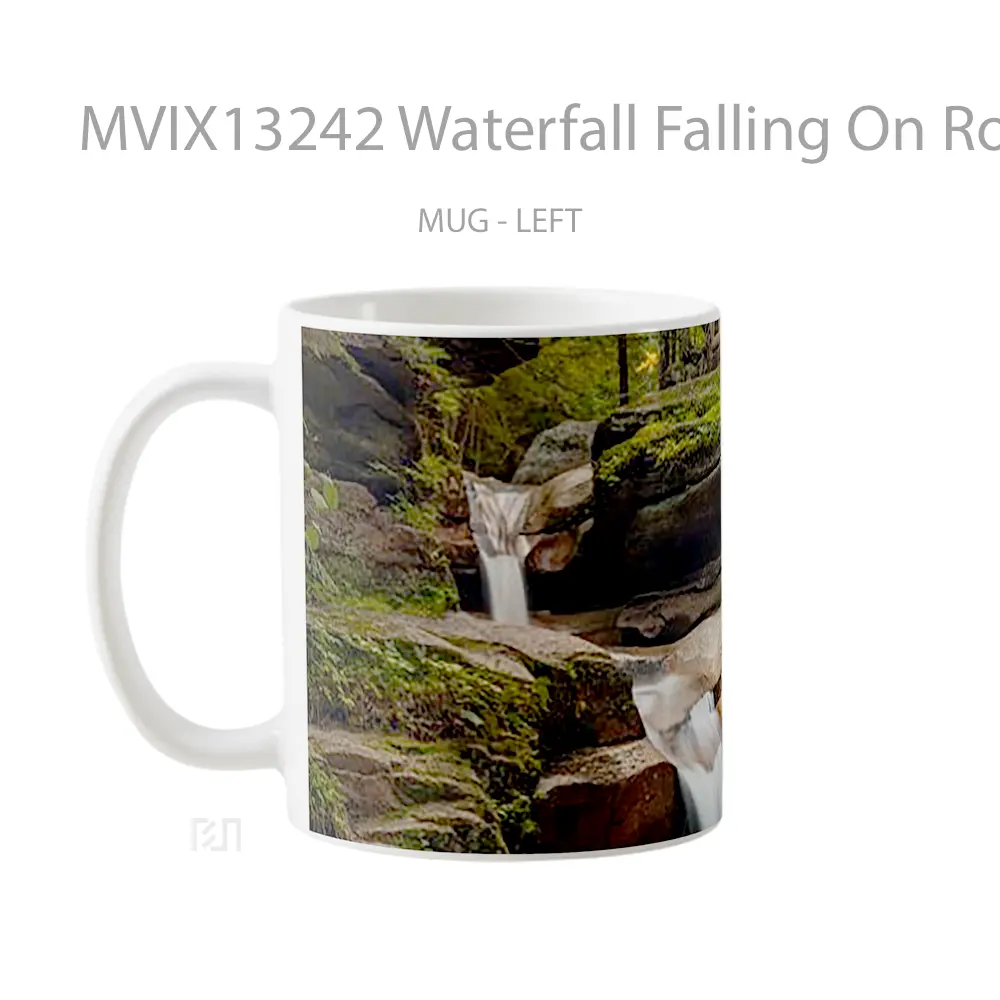 Mug Waterfall Falling On Rocks Gelas Pemandangan Alam - All-side / Desain