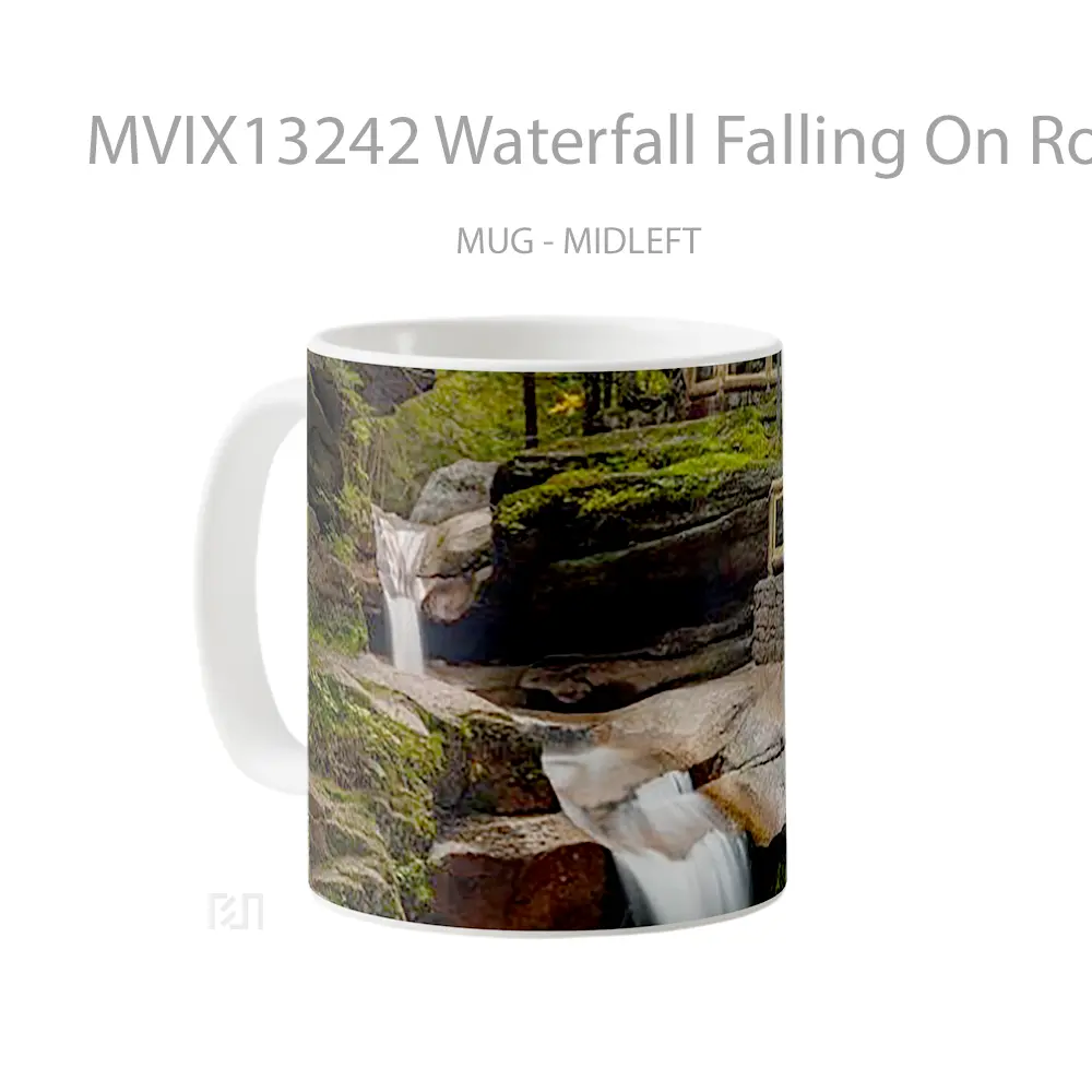 Mug Waterfall Falling On Rocks Gelas Pemandangan Alam - All-side / Desain